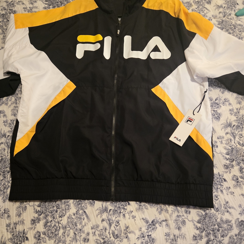 Fila Black and Yellow Windbreaker Jacket